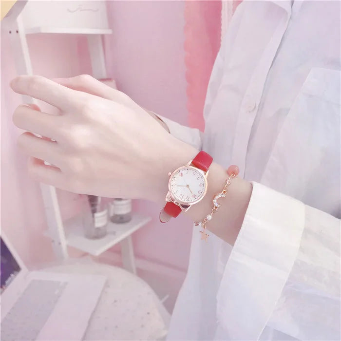 2024 Fashion Kids Love Digital Dial Children Set Watch Leather Strap Quartz Watches Kid Girls Clock Watch Bracelet Set Gift