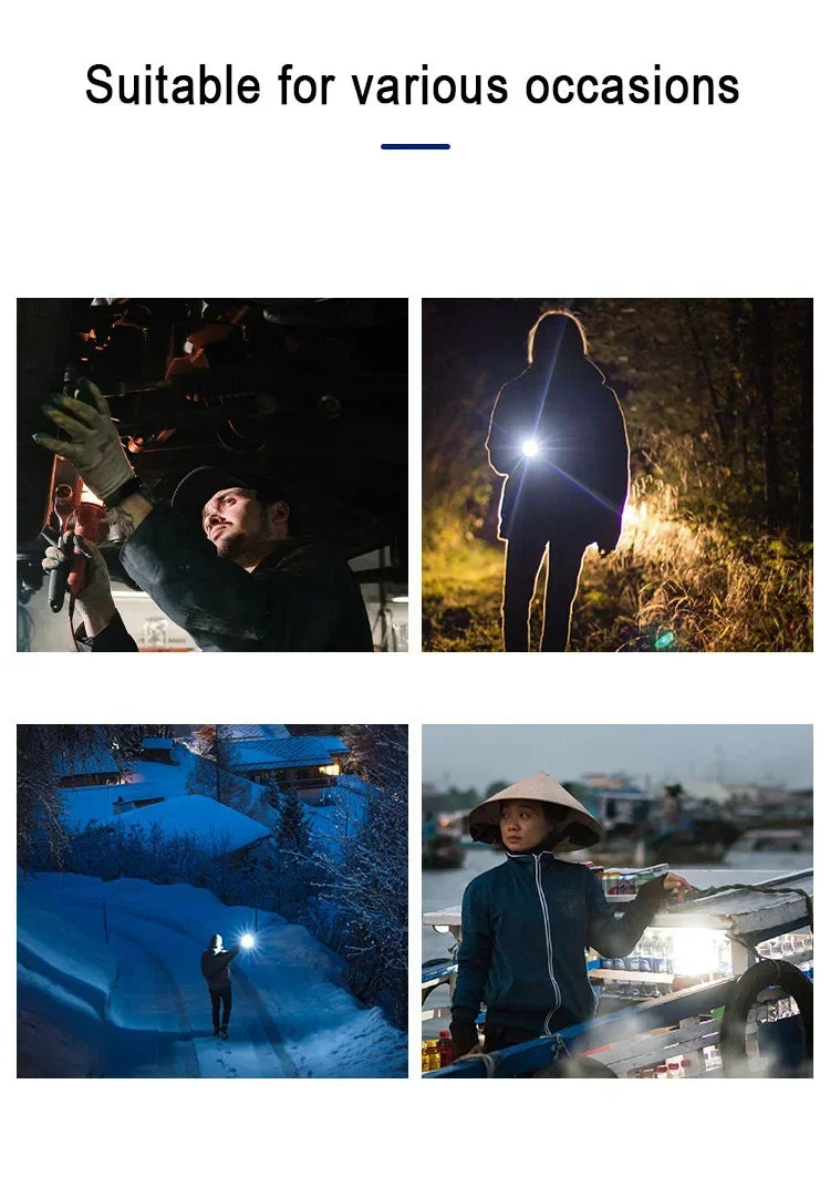 1-5PCS Mini LED Flashlight Zoom Torch COB+XPE Lamp Built-in Battery Lamp Outdoor Waterproof Emergency Pocket Light With Pen Clip