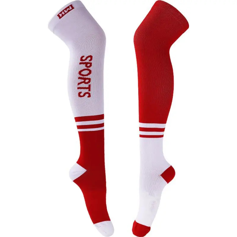 1 Pair Long Stockings Sports Bright Asymmetric English Words Sports High Length Compression Socks Pressure Slimming Yoga Socks