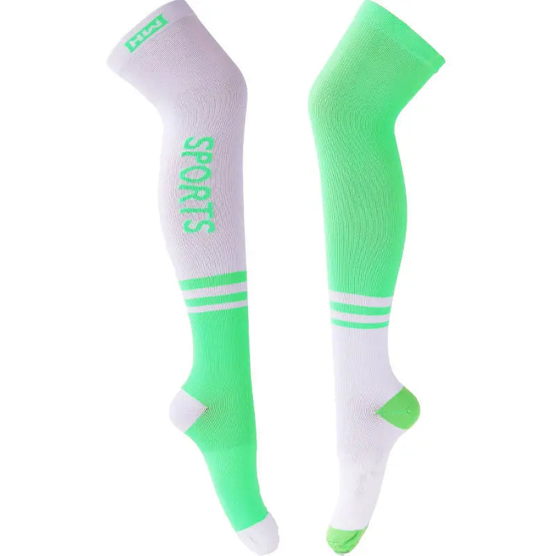 1 Pair Long Stockings Sports Bright Asymmetric English Words Sports High Length Compression Socks Pressure Slimming Yoga Socks
