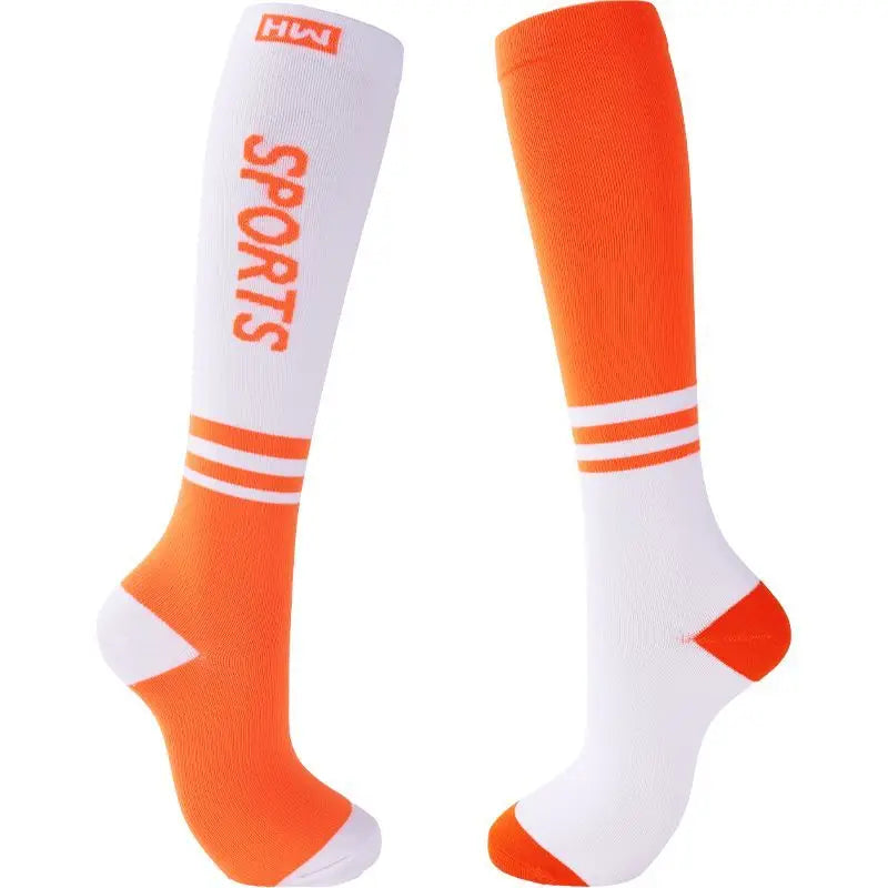 1 Pair Long Stockings Sports Bright Asymmetric English Words Sports High Length Compression Socks Pressure Slimming Yoga Socks