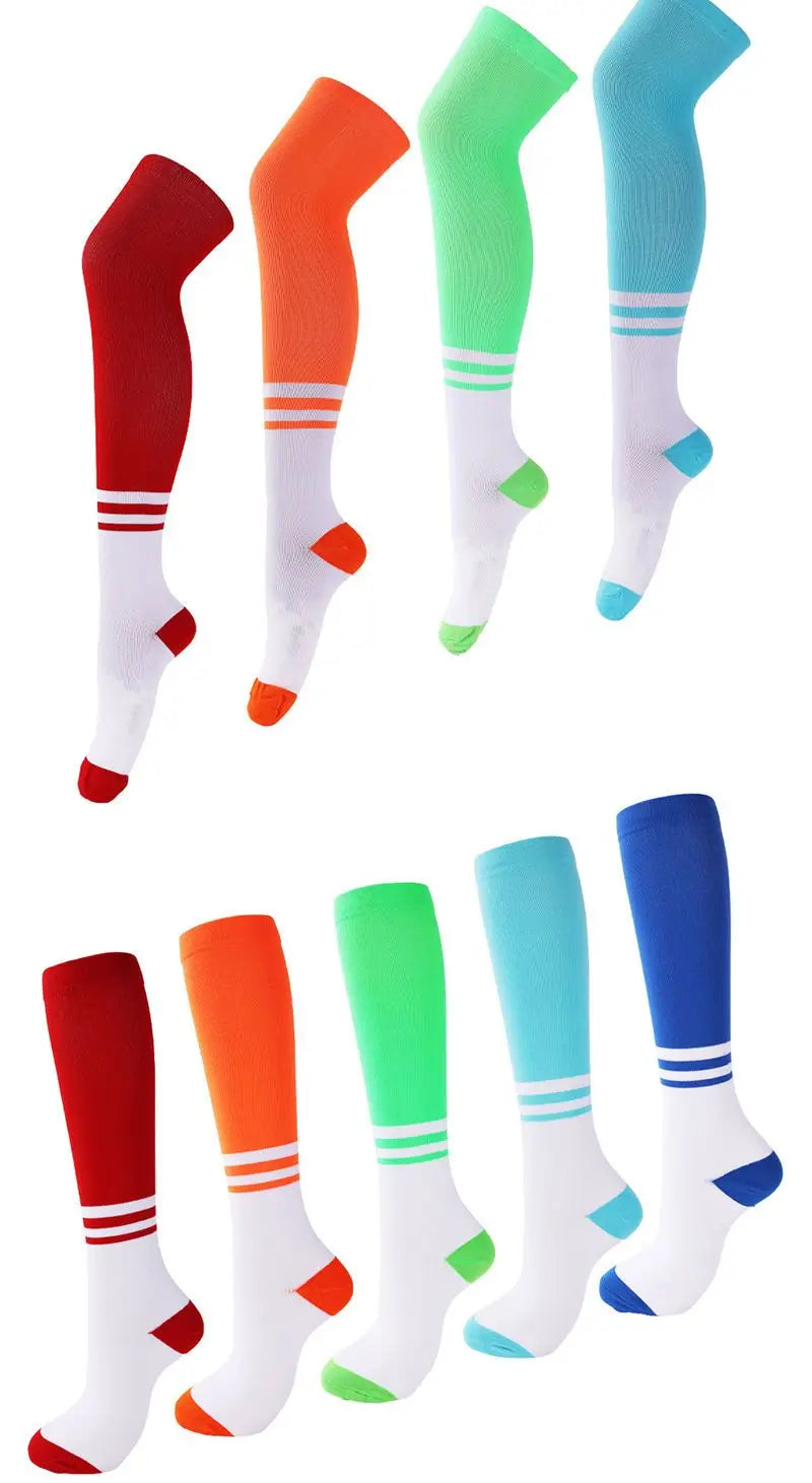 1 Pair Long Stockings Sports Bright Asymmetric English Words Sports High Length Compression Socks Pressure Slimming Yoga Socks