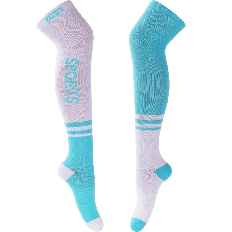 1 Pair Long Stockings Sports Bright Asymmetric English Words Sports High Length Compression Socks Pressure Slimming Yoga Socks