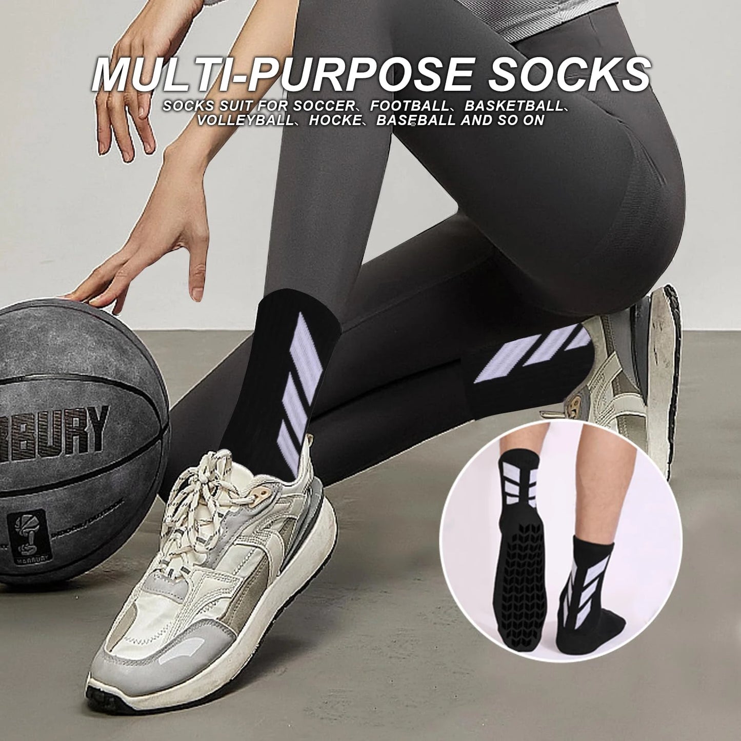1 pair of socks football socks men's anti slip hospital yoga anti slip training sports socks