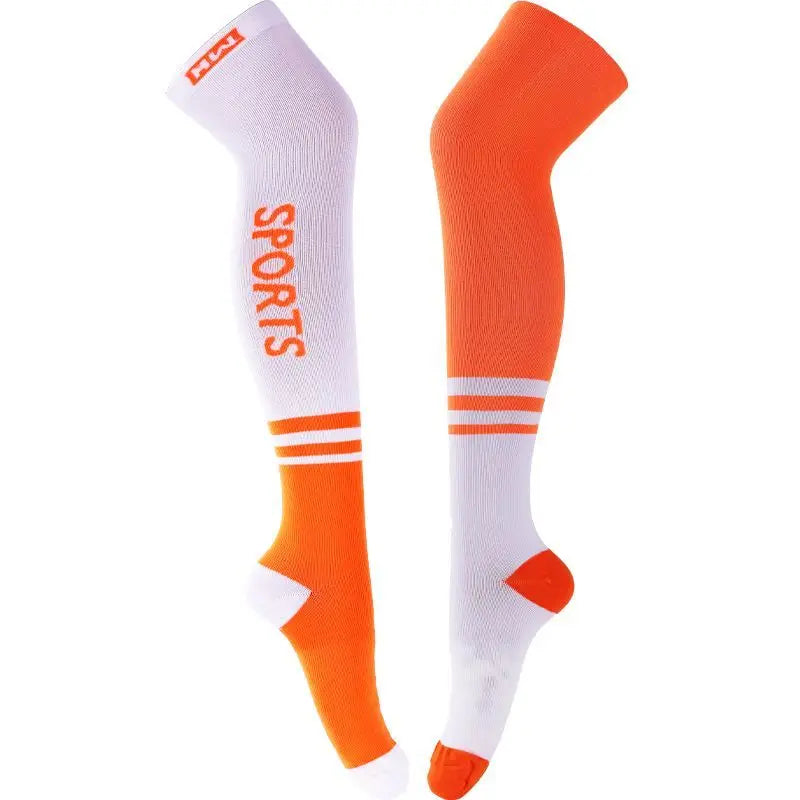 1 Pair Long Stockings Sports Bright Asymmetric English Words Sports High Length Compression Socks Pressure Slimming Yoga Socks