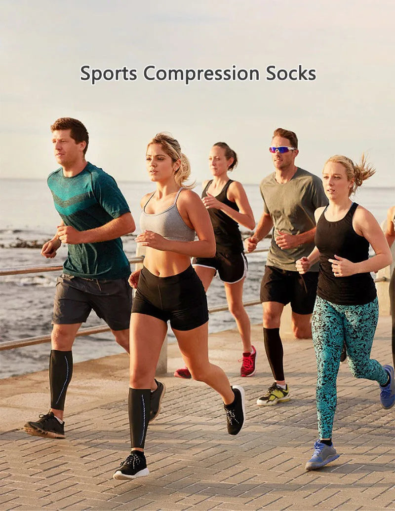 1 Pair Long Stockings Sports Bright Asymmetric English Words Sports High Length Compression Socks Pressure Slimming Yoga Socks